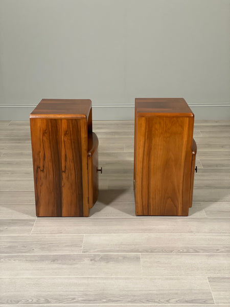 Pair of Art Deco Walnut Bedside Cabinets