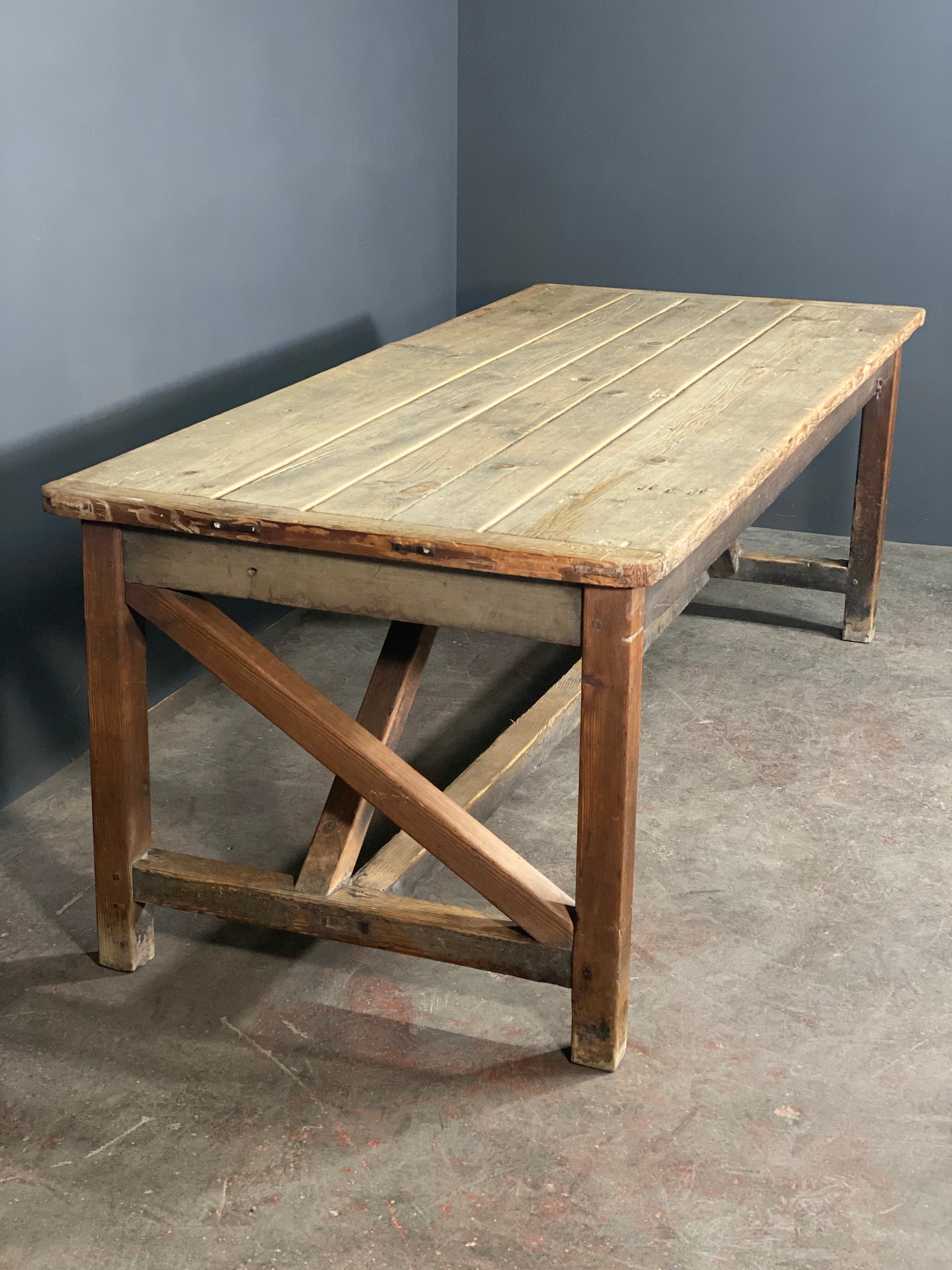 Large Victorian Pine Mill Table c1890