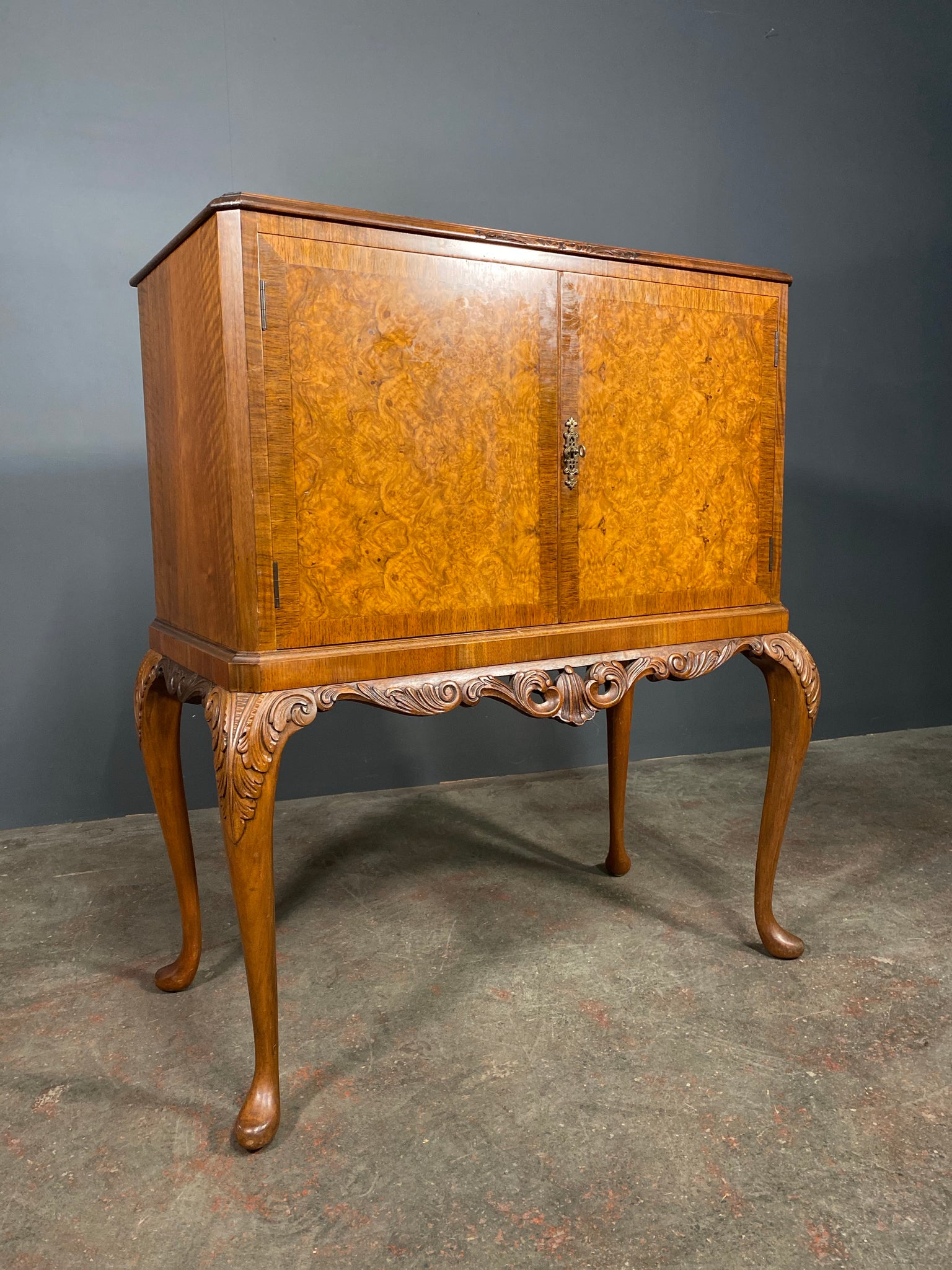 Mid 20th Century Burr Walnut Cocktail Cabinet