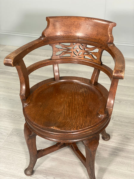 19th Century Revolving Oak Desk Chair