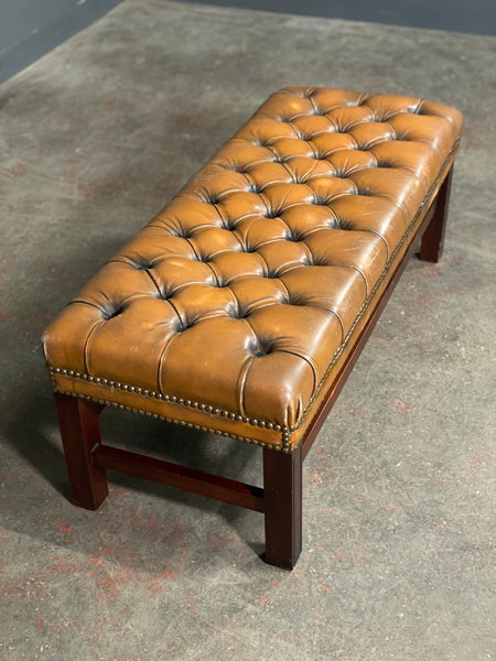 Large Chesterfield Leather Footstool