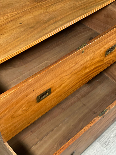 Edwardian Walnut Campaign Chest Of Drawers