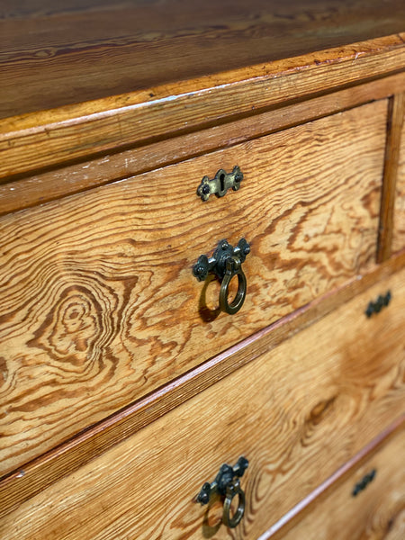 Victorian Pitch Pine Gothic Chest Of Drawers