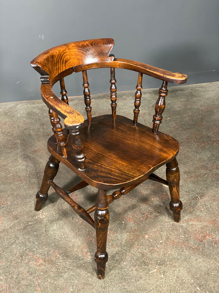Antique Captains Smokers Bow Elm Desk Chair