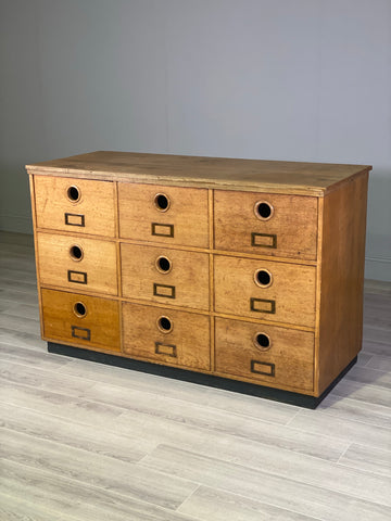 Large Bank Of Oak School Drawers
