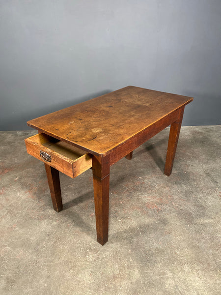 Antique Oak Church Table Desk With End Drawer c1905