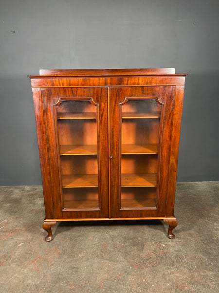 Antique Edwardian Mahogany Glazed Bookcase