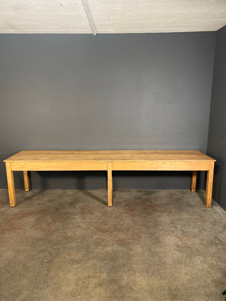 Huge 10ft Beech School Refectory Table c1920