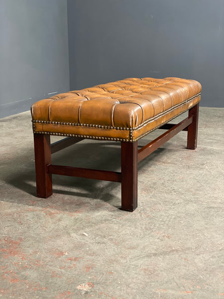 Large Chesterfield Leather Footstool