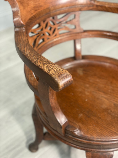 19th Century Revolving Oak Desk Chair