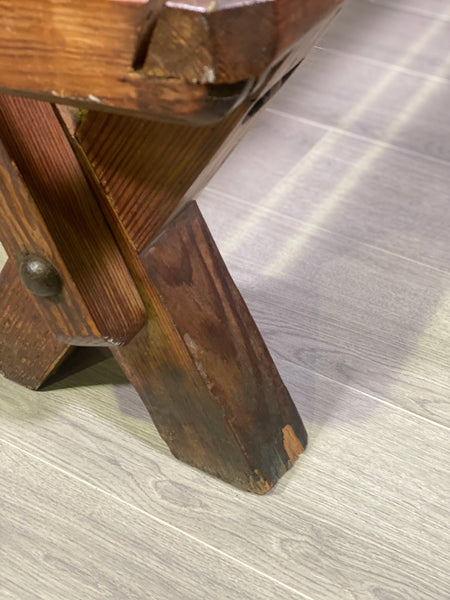 19th Century Pitch Pine Tram Bench