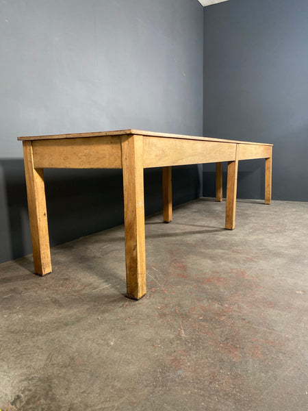 Huge 10ft Beech School Refectory Table c1920