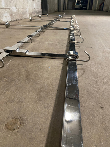16ft Stainless Steel Butchers Shop Display Rack Ceiling Mounted