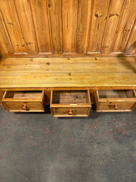 20th Century Antique Pine Settle With Drawers