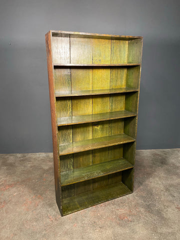Large Early Victorian Green Oak Bookcase