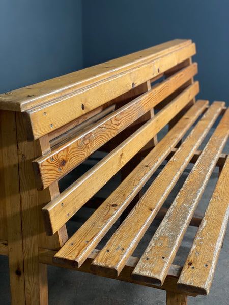 Mid 20th Century Back to Back Pine Bench