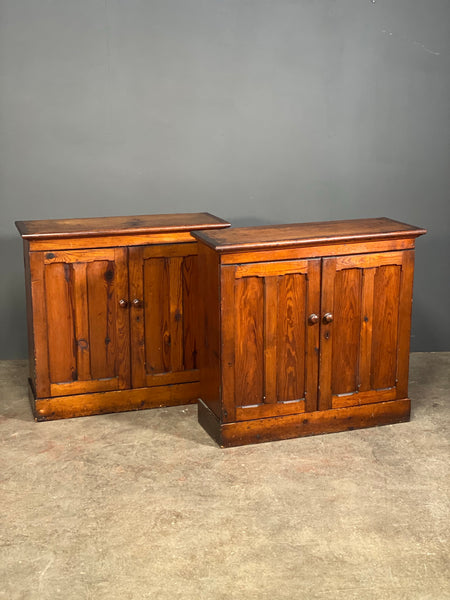 Matching Pair Of Victorian Pitch Pine School Cupboards