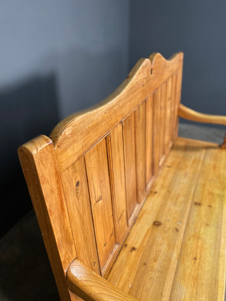 20th Century Antique Pine Settle With Drawers