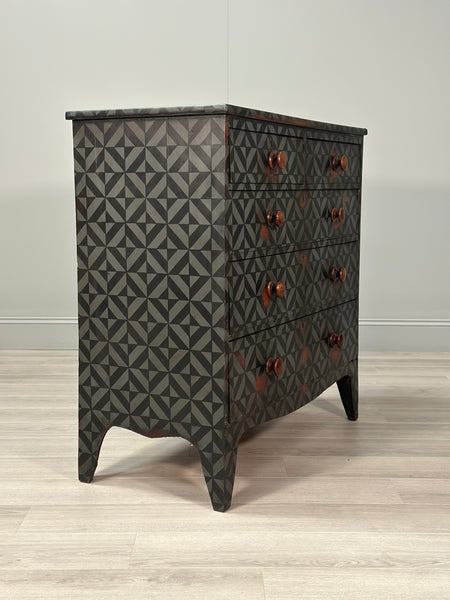 19th Century Geometric Painted Chest Of Drawers