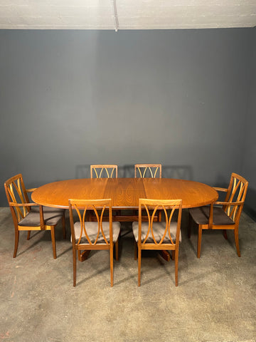 Mid 20th Century G Plan Extending Dining Table With 6 Chairs