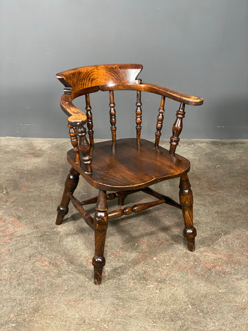 Antique Captains Smokers Bow Elm Desk Chair