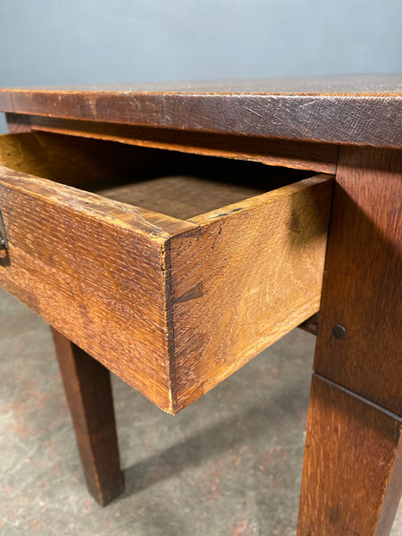 Antique Oak Church Table Desk With End Drawer c1905