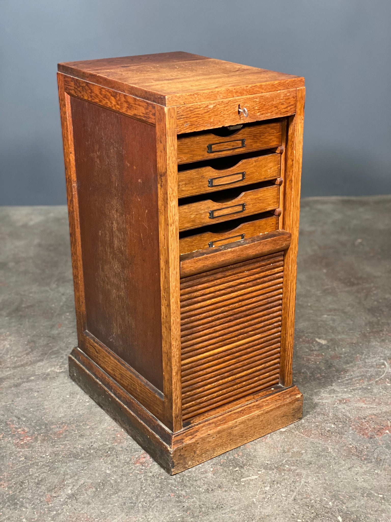 Oak Tambour Door Filing Cabinet c1910