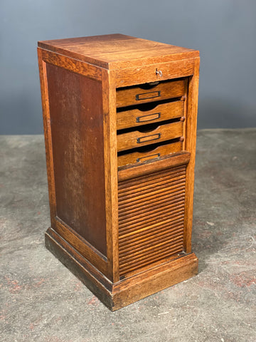Oak Tambour Door Filing Cabinet c1910