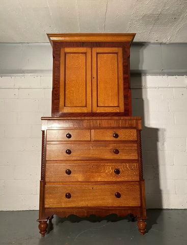 Early 19th Century Large Housekeepers Cupboard On Chest