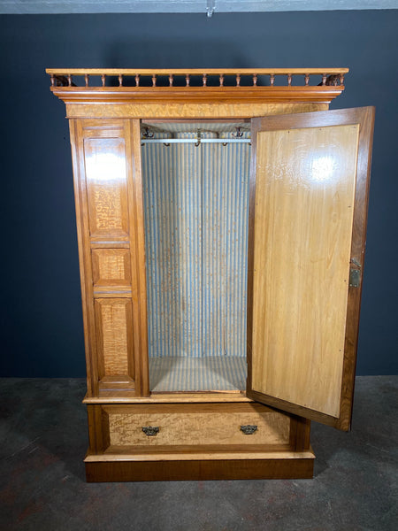 Edwardian Satin Walnut Wardrobe With Drawer