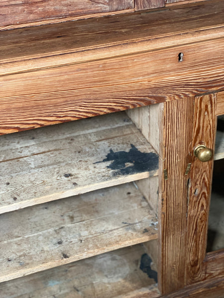 Large Pitch Pine School Cabinet