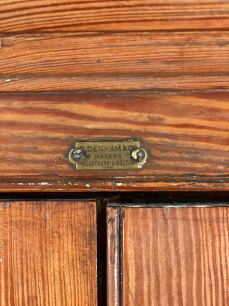Large Pitch Pine School Cupboard By R Denham & Co