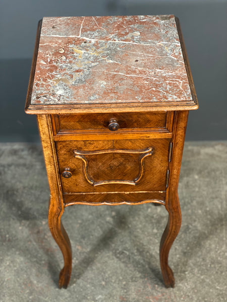 Antique Walnut French Bedside Cabinet