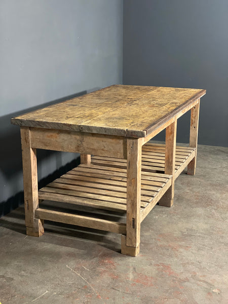 Early 20th Century Pine Industrial Kitchen Island