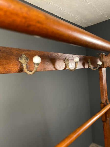 19th Century Victorian Large Oak Hallway Shoe Coat Rack