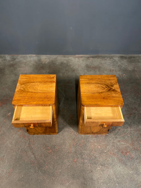 Burr Walnut Art Deco Bedside Cabinets