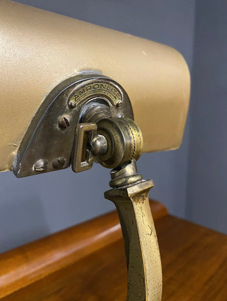 1930’s Art Deco Amronlite Brass Bankers Desk Lamp