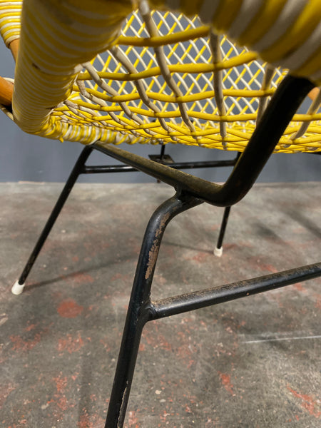 Pair Of Mid Century Bamboo And String Egg Chairs