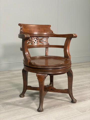 19th Century Revolving Oak Desk Chair