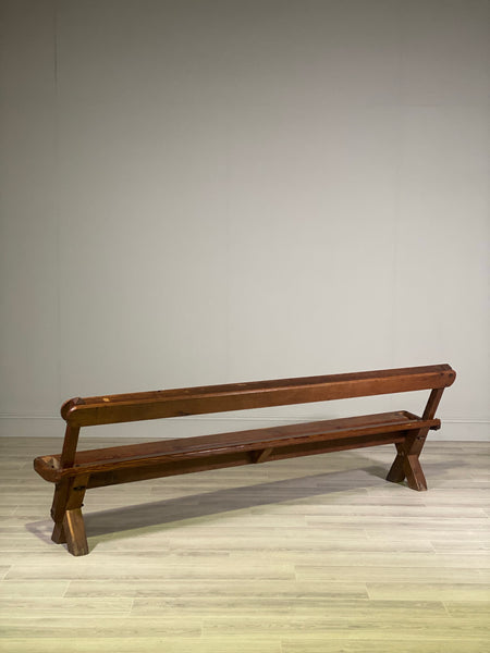 19th Century Pitch Pine Tram Bench