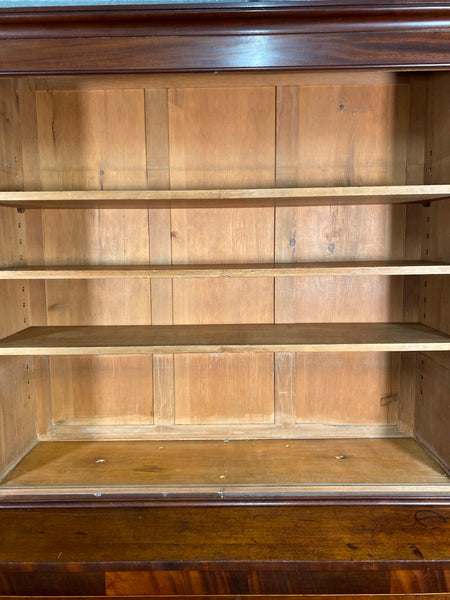Antique Victorian Mahogany Cupboard On Chest Linen Press