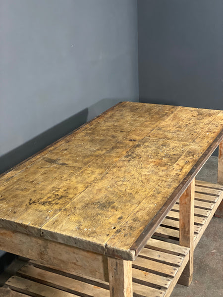 Early 20th Century Pine Industrial Kitchen Island