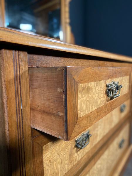 Edwardian Satin Walnut Dressing Table Chest Of Drawers