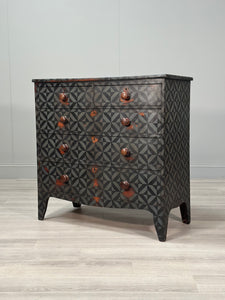 19th Century Geometric Painted Chest Of Drawers