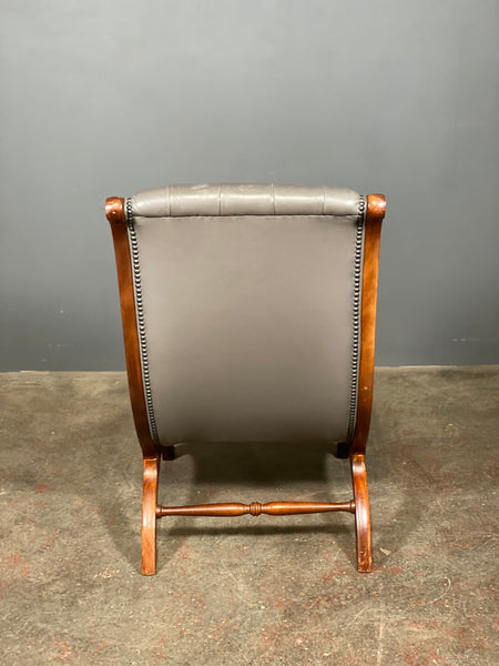 A Vintage Leather Chesterfield Slipper Chair