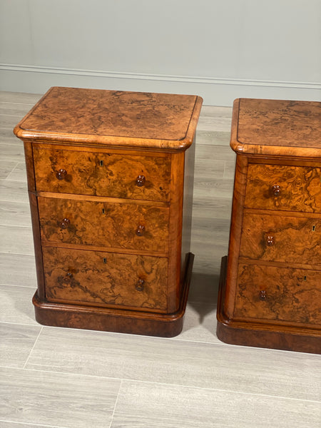 19th Century Burr Walnut Bedside Cabinets