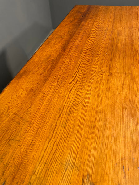 Antique Victorian Pitch Pine Gothic Church Console Table