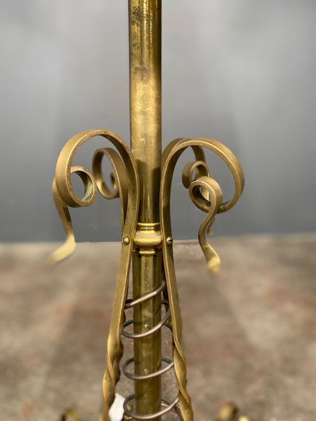 Large 19th Century Art Nouveau Adjustable Brass Onyx Floor Lamp