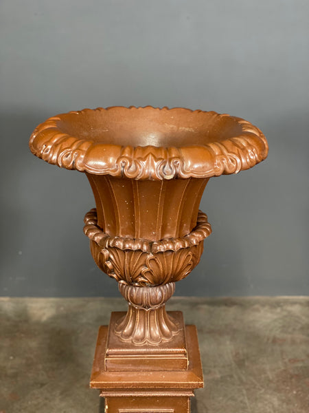 Large Glazed Terracotta Urn On Plinth
