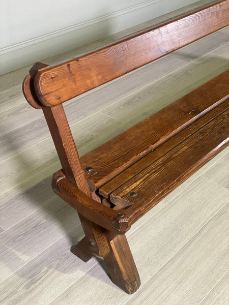 19th Century Pitch Pine Tram Bench